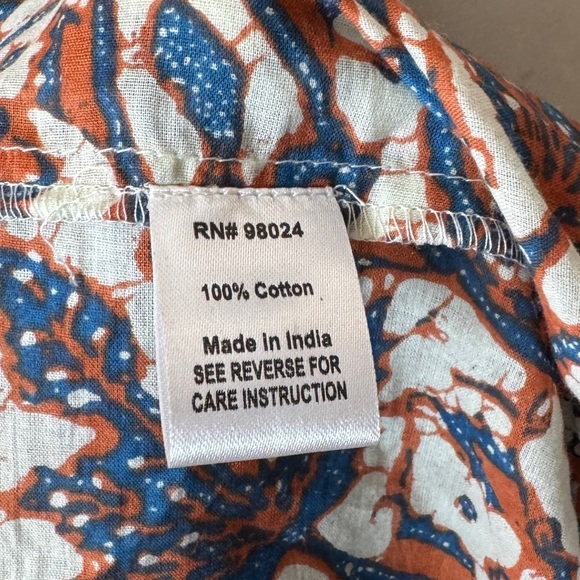 Love the Label Floral Paisley Smocked Tiered Ruffle Orange Blue Maxi Dress M - Picture 16 of 16